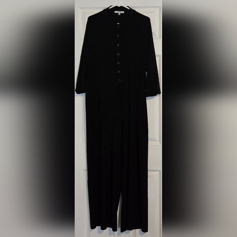 Classic Black Button-Up Jumpsuit
